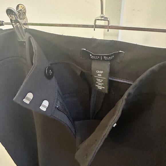 White House Black Market Black Cropped Wide Leg Lined Dress Pants Sz 10 - Picture 7 of 12